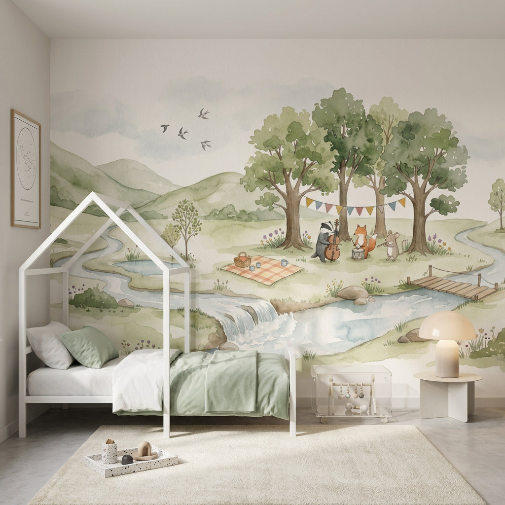 Cloudy Sky Wallpaper Watercolor Kids Removable Wall Decor