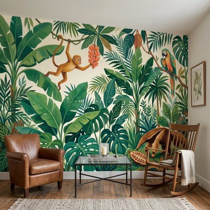Jungle Vibe Wallpaper Shades Of Green Removable Jungle Vibe Wall Decor