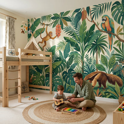 Jungle Vibe Wallpaper Shades Of Green Removable Jungle Vibe Wall Decor