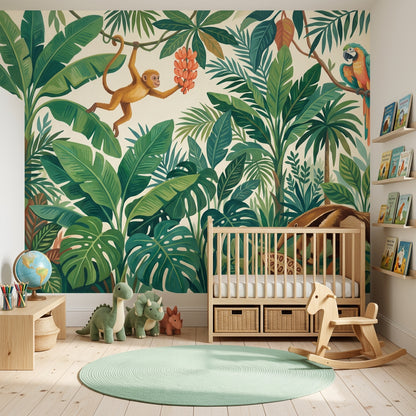Jungle Vibe Wallpaper Shades Of Green Removable Jungle Vibe Wall Decor