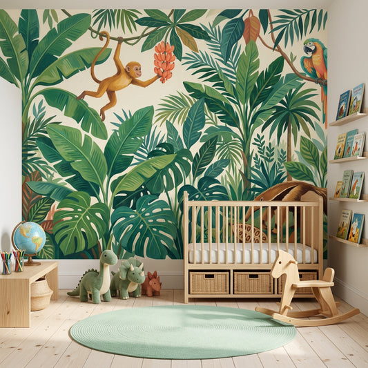 Jungle Vibe Wallpaper Shades Of Green Removable Jungle Vibe Wall Decor