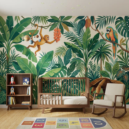 Jungle Vibe Wallpaper Shades Of Green Removable Jungle Vibe Wall Decor