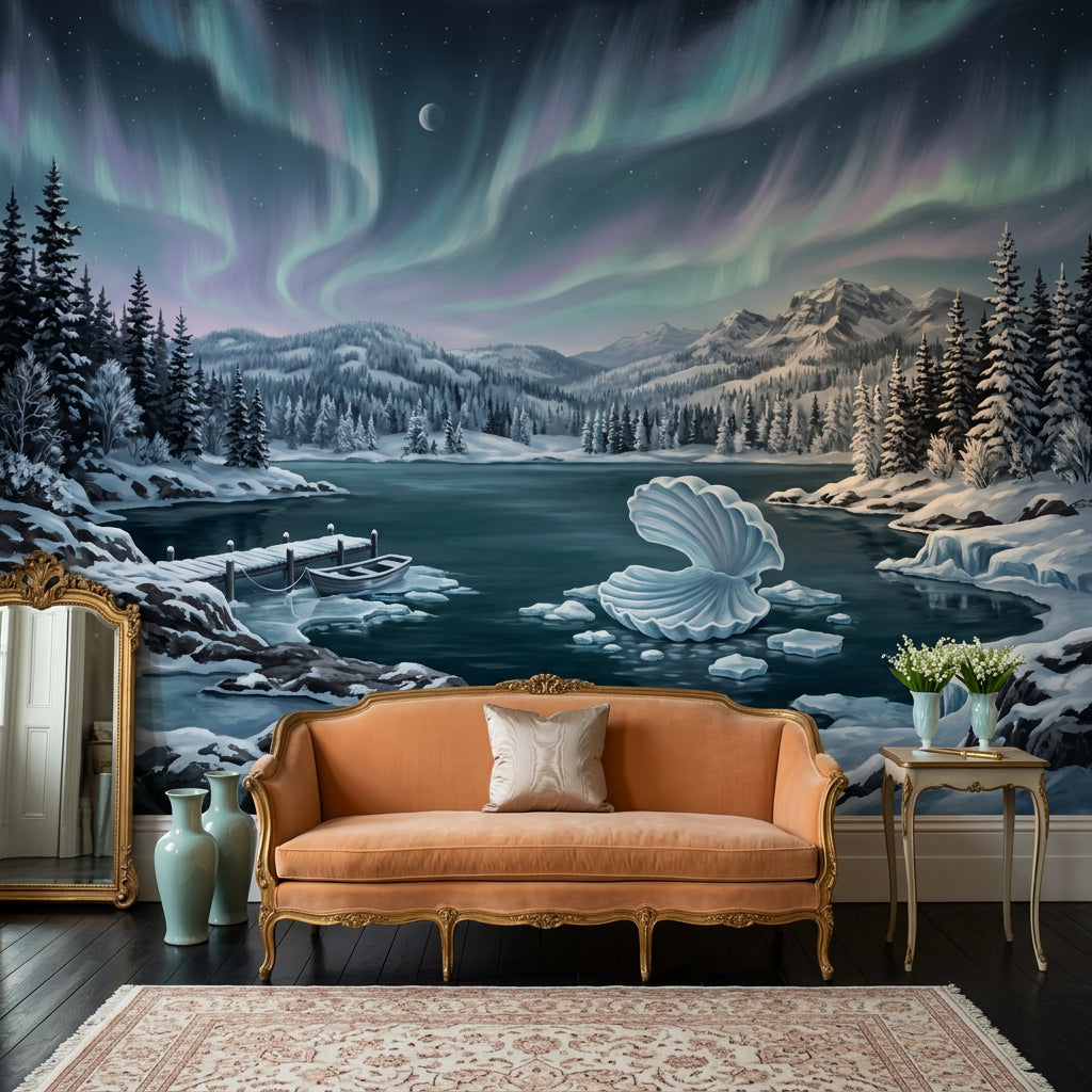 Aurora Borealis Wallpaper Northern Lights Arctic Sky Removable Wall Decor