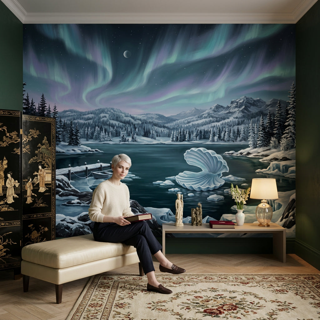 Aurora Borealis Wallpaper Northern Lights Arctic Sky Removable Wall Decor