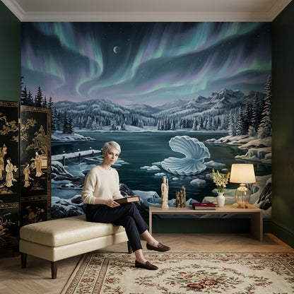 Aurora Borealis Wallpaper Northern Lights Arctic Sky Removable Wall Decor