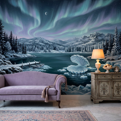 Aurora Borealis Wallpaper Northern Lights Arctic Sky Removable Wall Decor