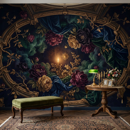 Baroque Floral Wallpaper Rococo Removable Gilded Wall Decor