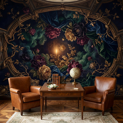 Baroque Floral Wallpaper Rococo Removable Gilded Wall Decor