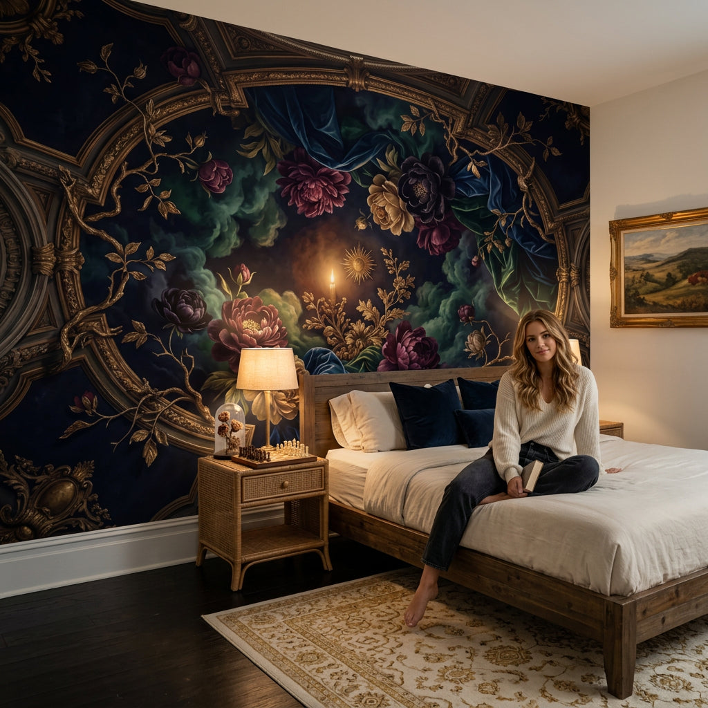 Baroque Floral Wallpaper Rococo Removable Gilded Wall Decor