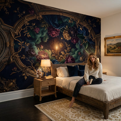 Baroque Floral Wallpaper Rococo Removable Gilded Wall Decor
