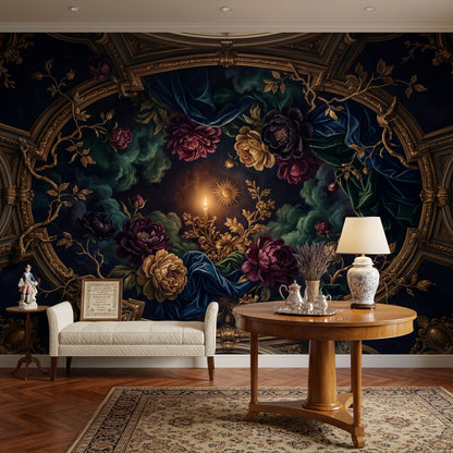Baroque Floral Wallpaper Rococo Removable Gilded Wall Decor