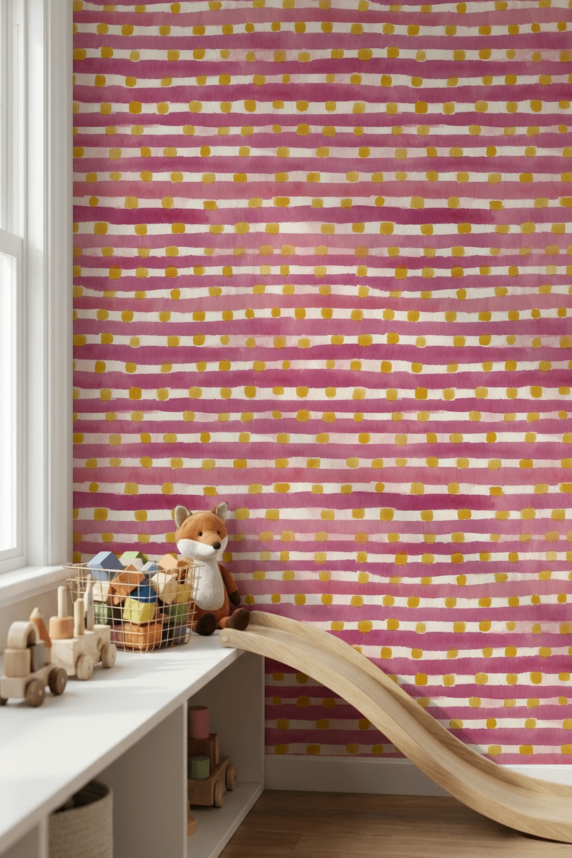 Abstract Pattern Wallpaper Watercolor Stripes Removable Dotty Wall Decor