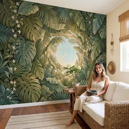 Tropical Foliage Wallpaper Botanical Leaves Monstera Wall Mural