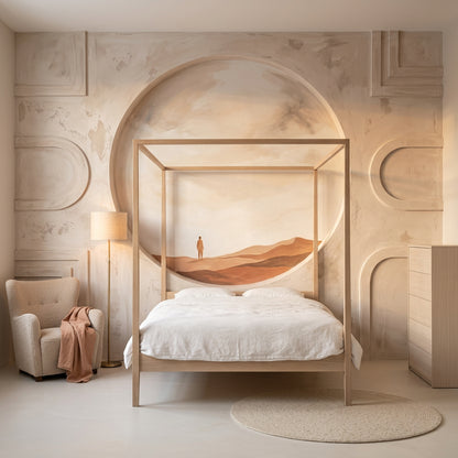 Minimalist Desert Wallpaper Sand Dunes Circular Window Removable Wall Decor
