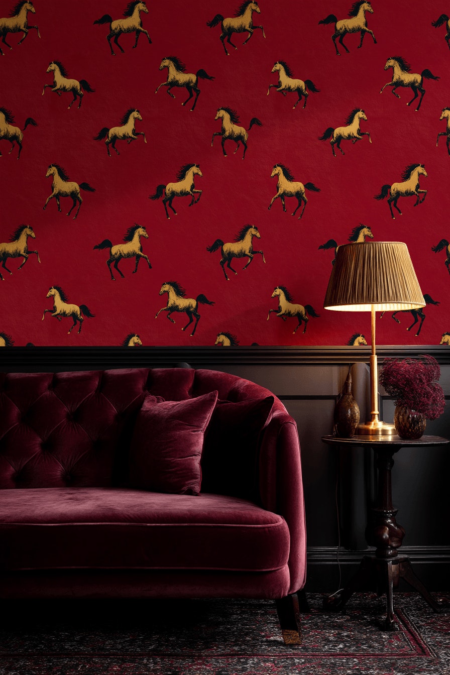 Equestrian Wallpaper Horses Galloping Decorative Mural