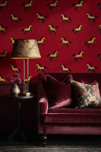 Equestrian Wallpaper Horses Galloping Decorative Mural