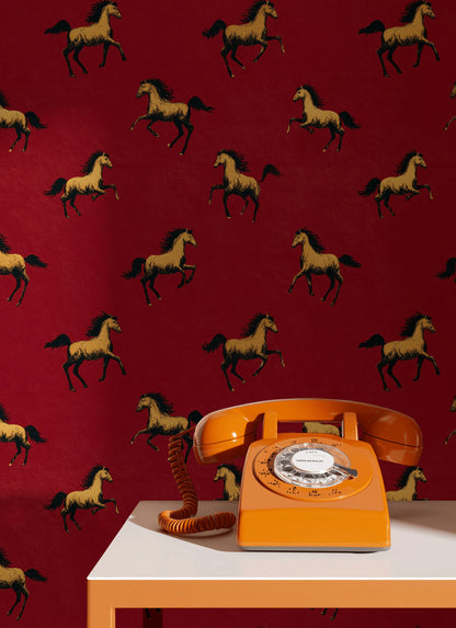 Equestrian Wallpaper Horses Galloping Decorative Mural