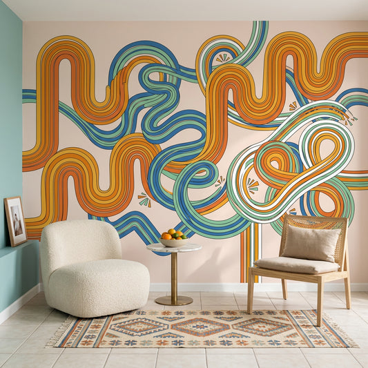Mid Century Modern Wallpaper Atomic Retro Removable Wall Decor