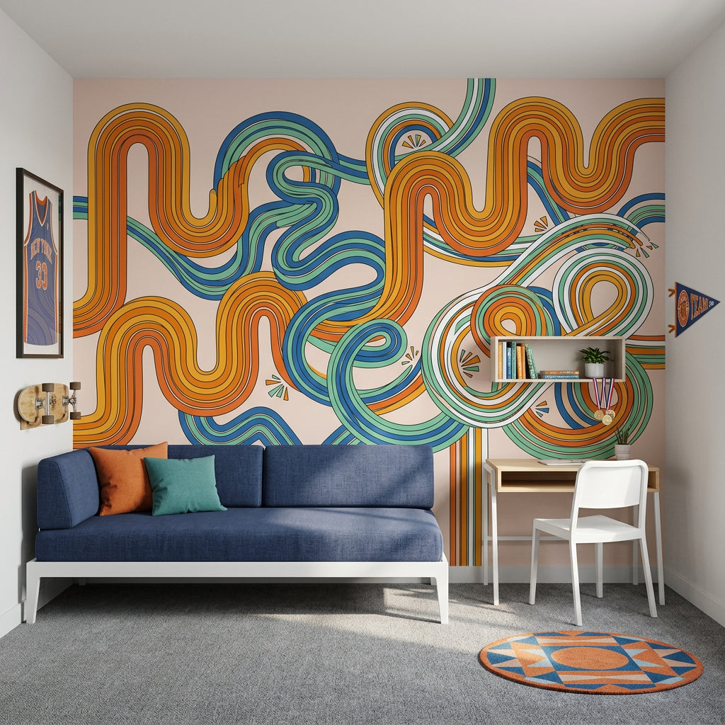 Mid Century Modern Wallpaper Atomic Retro Removable Wall Decor