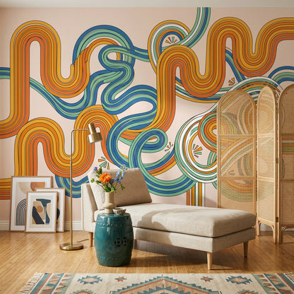 Mid Century Modern Wallpaper Atomic Retro Removable Wall Decor