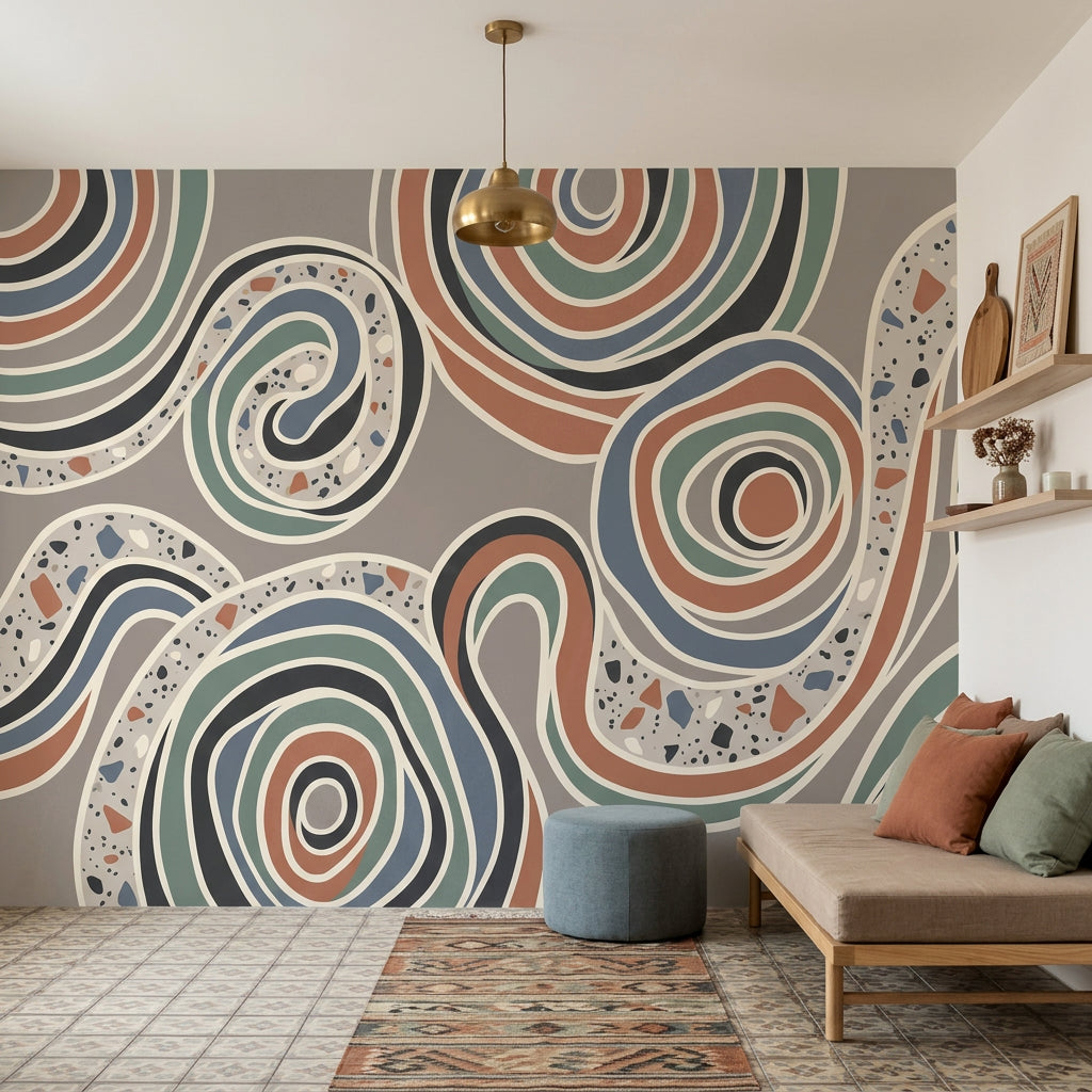 Mid Century Modern Wallpaper Abstract Pattern Removable Wall Decor