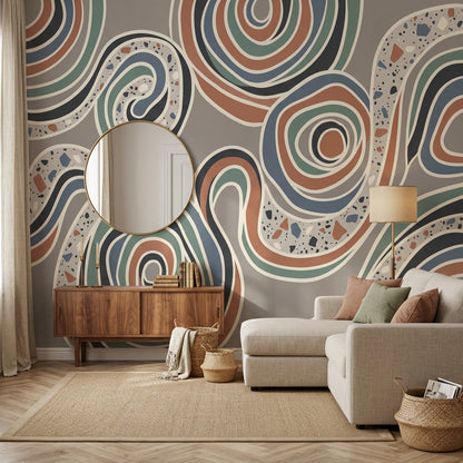 Mid Century Modern Wallpaper Abstract Pattern Removable Wall Decor