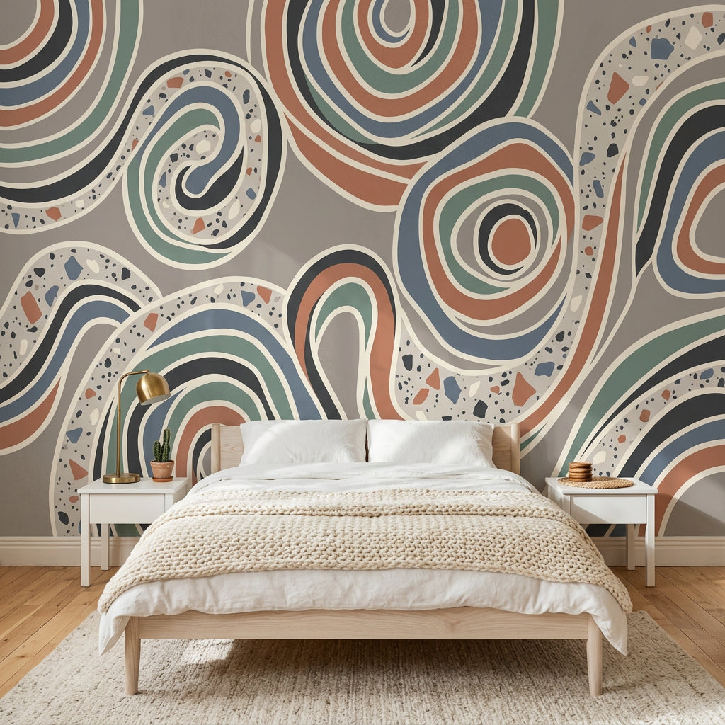 Mid Century Modern Wallpaper Abstract Pattern Removable Wall Decor