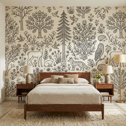 Woodland Wallpaper Forest Toile Removable Wall Decor