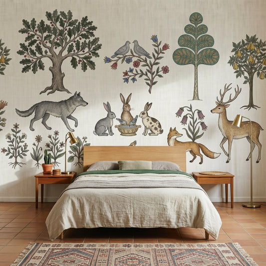 Woodland Wallpaper Toile Forest Animals Wall Mural