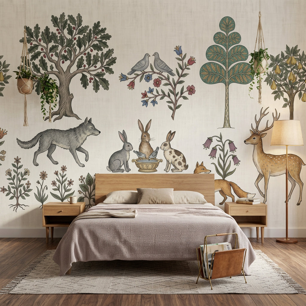 Woodland Wallpaper Toile Forest Animals Wall Mural
