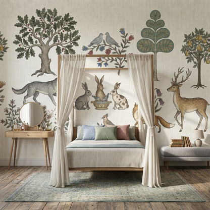 Woodland Wallpaper Toile Forest Animals Wall Mural