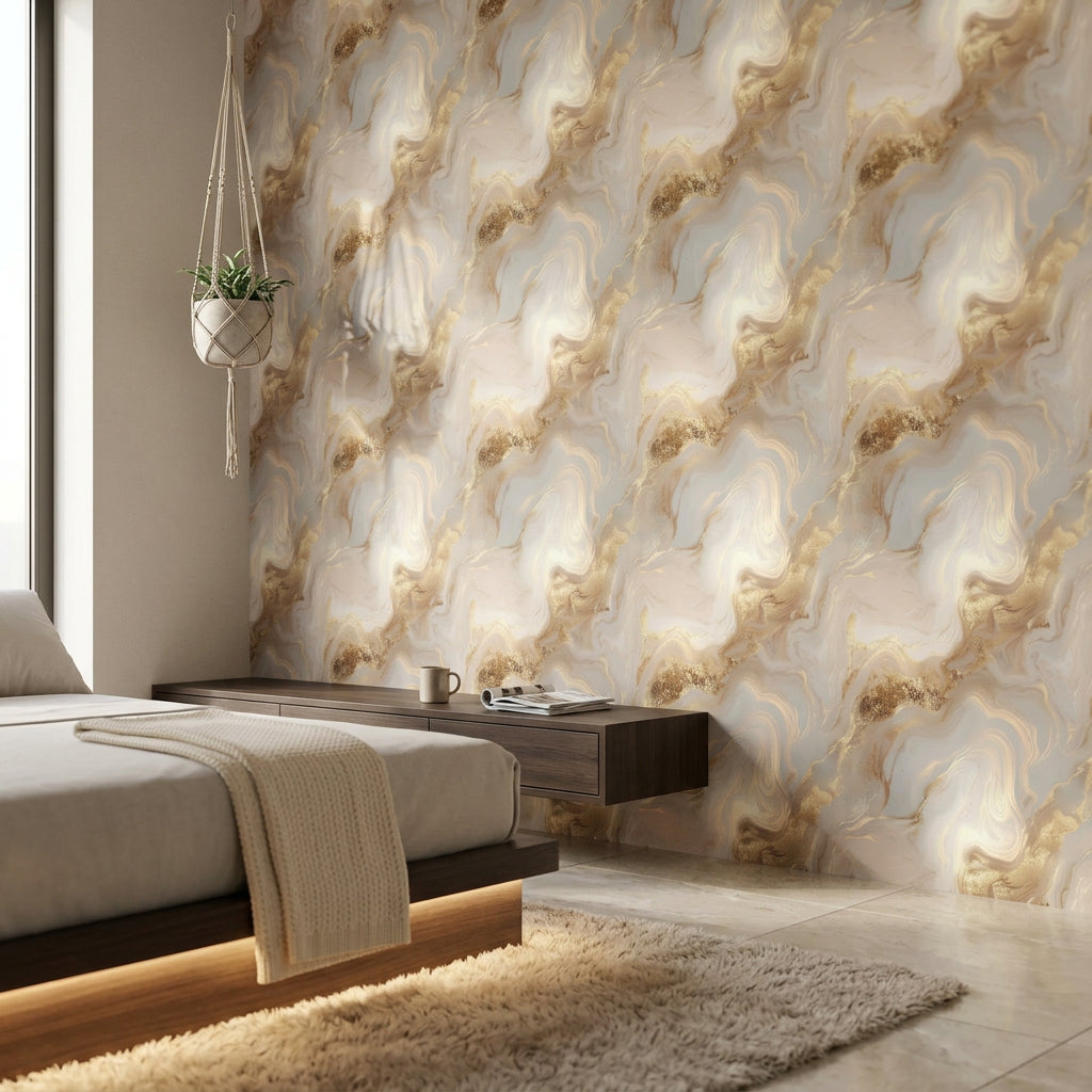 Marble Wallpaper Abstract Removable Gold Metallic Wall Decor