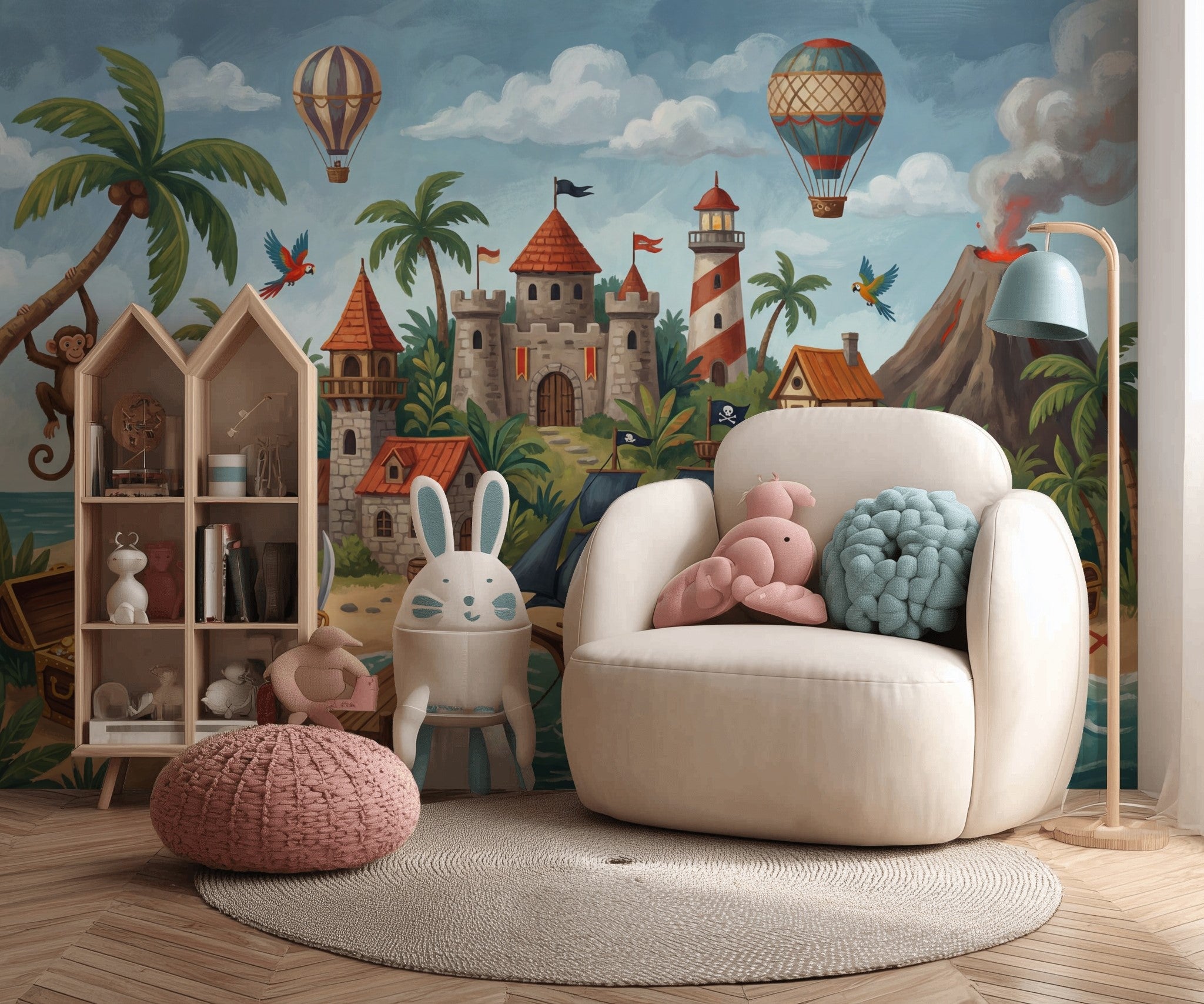 Tropical Island Wallpaper Pirate Ship Removable Treasure Chest Wall Decor