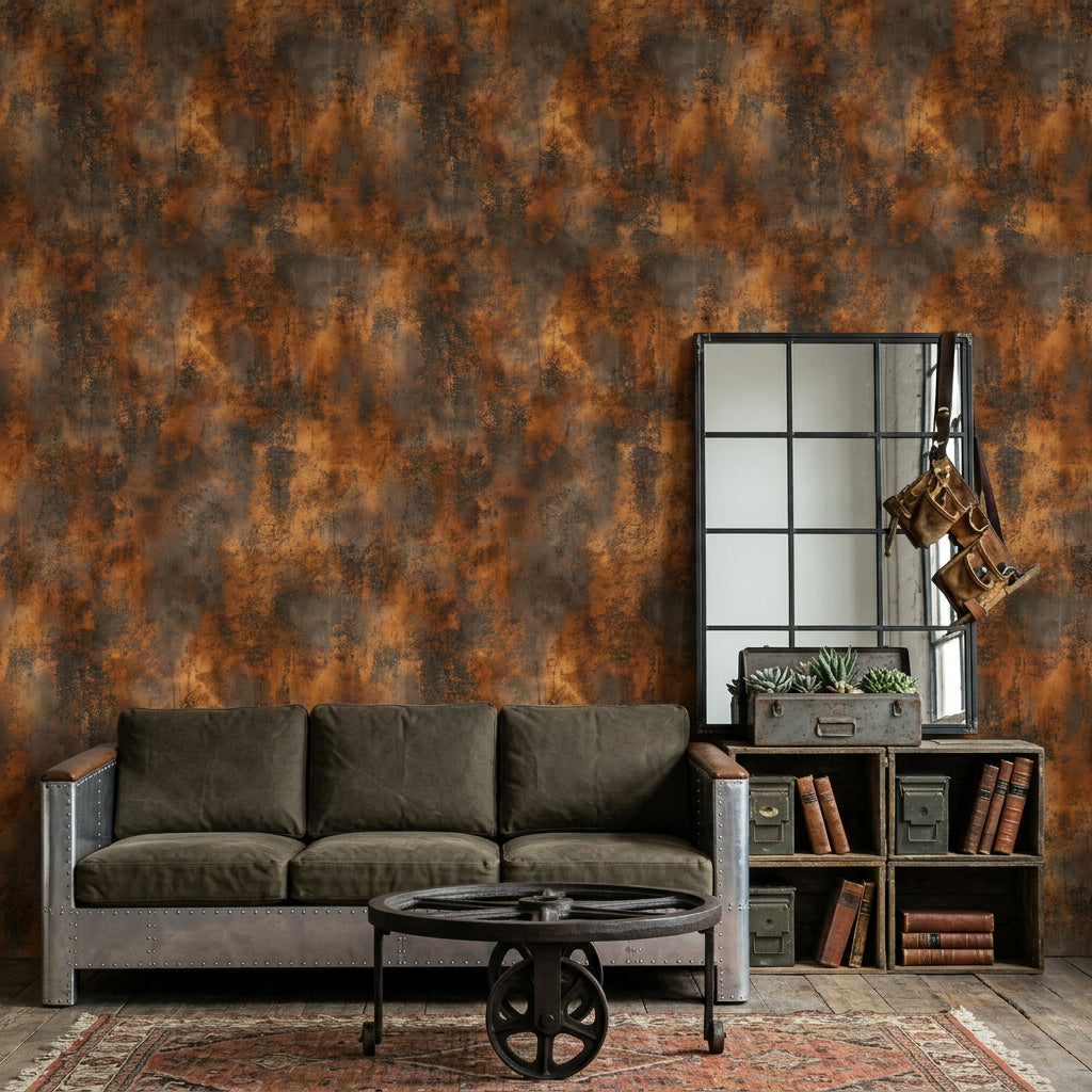 Weathered Metal Wallpaper Rust Removable Patina Wall Double Roll