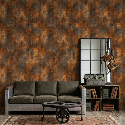 Weathered Metal Wallpaper Rust Removable Patina Wall Double Roll