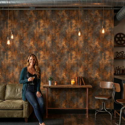 Weathered Metal Wallpaper Rust Removable Patina Wall Double Roll