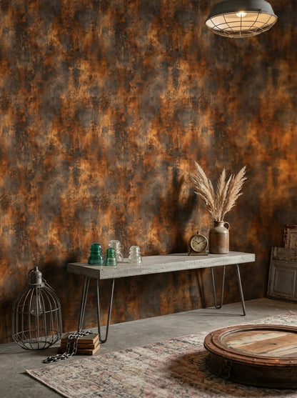 Weathered Metal Wallpaper Rust Removable Patina Wall Double Roll