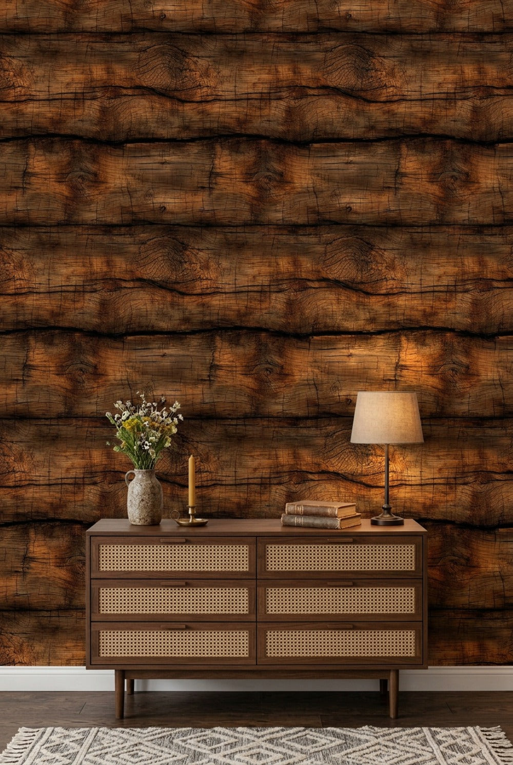Dark Rustic Wood Wallpaper Weathered Timber Reclaimed Barnwood Decorative Mural