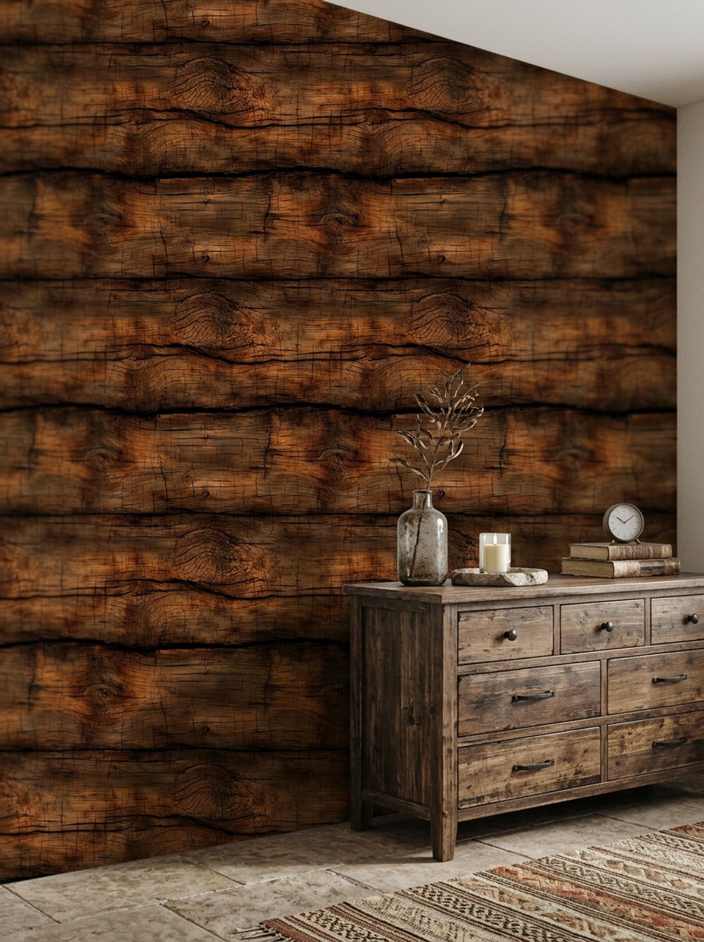 Dark Rustic Wood Wallpaper Weathered Timber Reclaimed Barnwood Decorative Mural