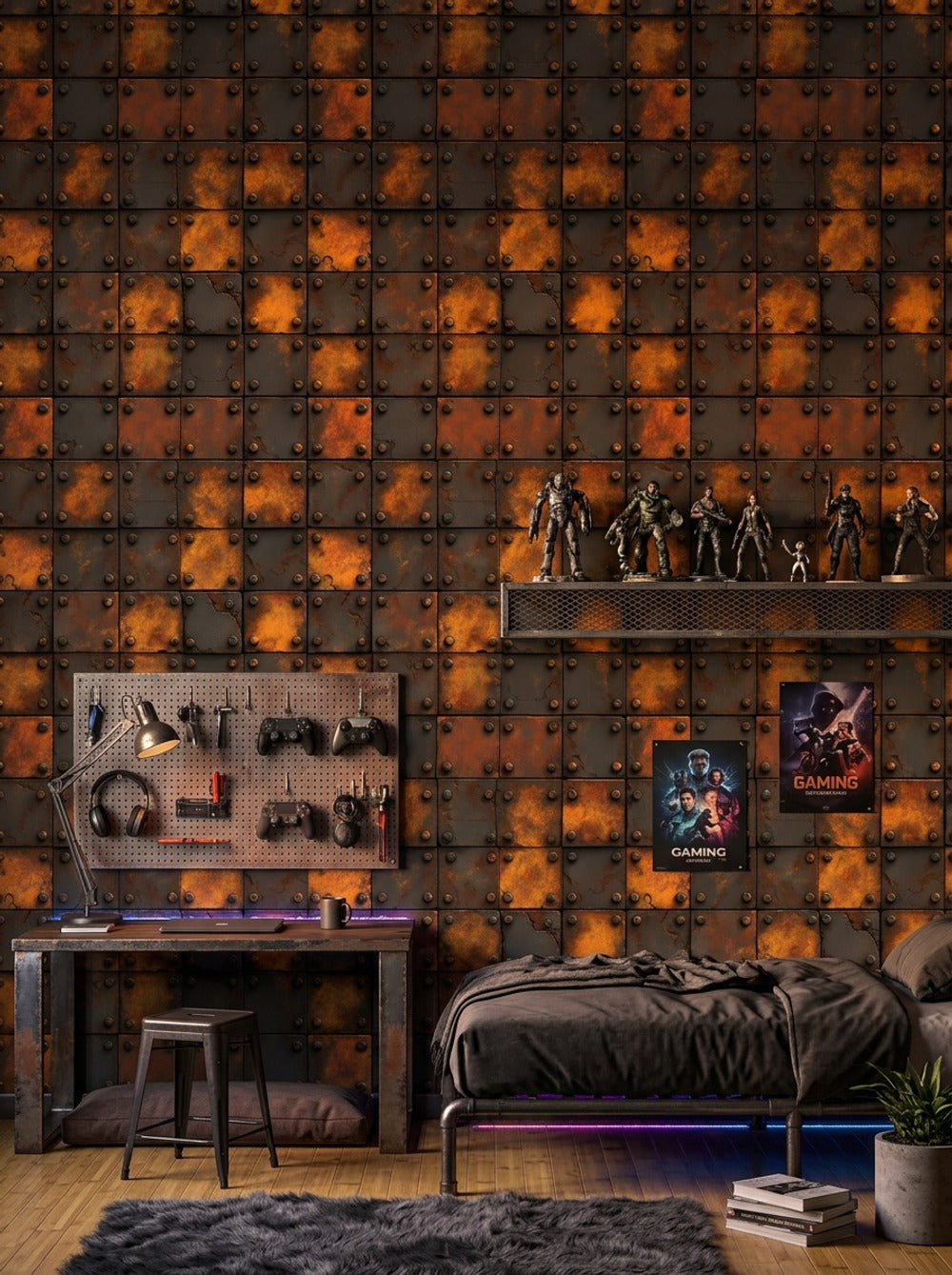 Grunge Texture Wallpaper Industrial Rust Removable Wall Decor