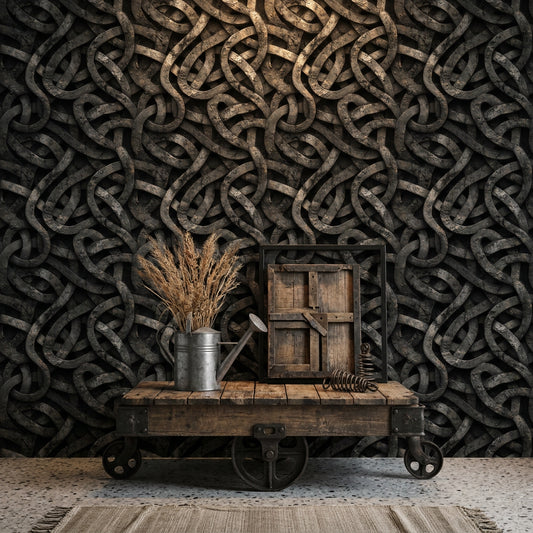 Interwoven Bands Wallpaper 3D Texture Industrial Decorative Mural