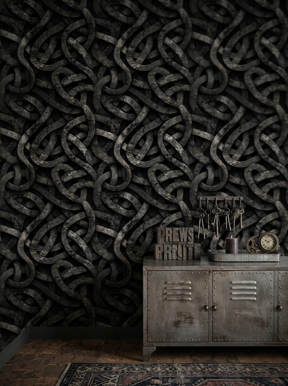 Interwoven Bands Wallpaper 3D Texture Industrial Decorative Mural