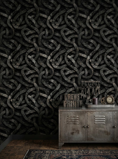 Interwoven Bands Wallpaper 3D Texture Industrial Decorative Mural