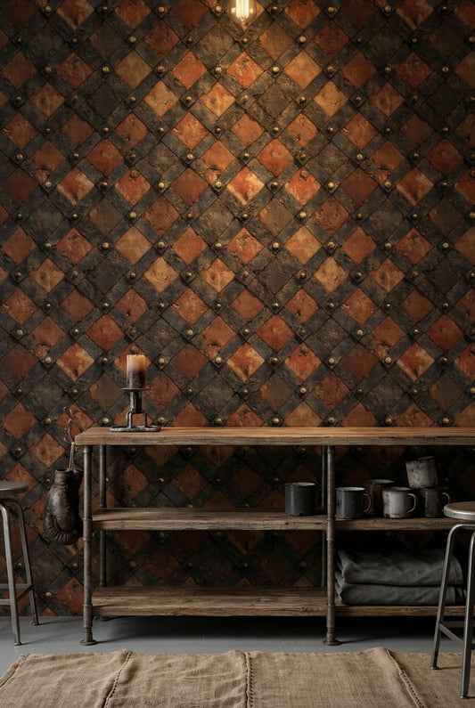 Studded Rivets Wallpaper Industrial Rustic Decorative Mural