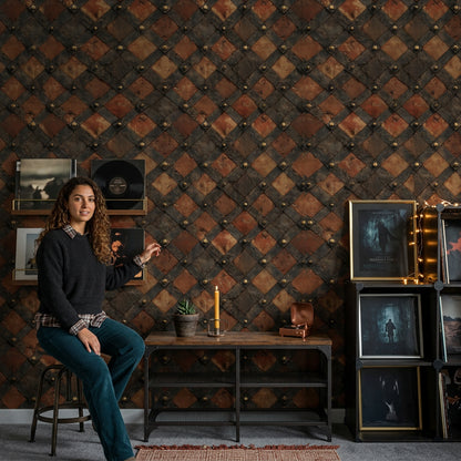 Studded Rivets Wallpaper Industrial Rustic Decorative Mural