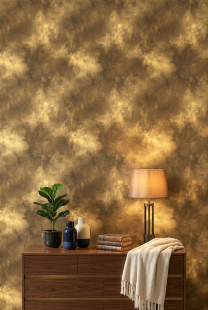 Gold Metallic Wallpaper Abstract Texture Stucco Plaster Removable Wall Decor