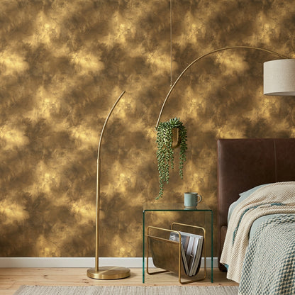 Gold Metallic Wallpaper Abstract Texture Stucco Plaster Removable Wall Decor