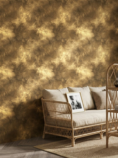 Gold Metallic Wallpaper Abstract Texture Stucco Plaster Removable Wall Decor