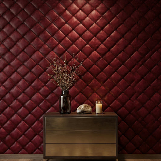Burgundy Wallpaper Quilted Luxury Decorative Mural