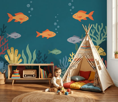 Underwater Wallpaper Ocean Fish Removable Wall Decor